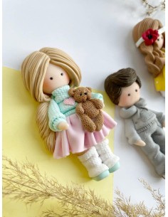 Silicone mold 2D Doll with teddy bear